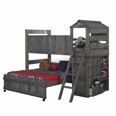 Twin/Full Complete Loft Fort Bed with Ladder